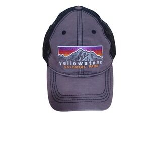 Prairie Mountain Yellowstone National Park Trucker Hat Grey Ripstop Snapback Cap
